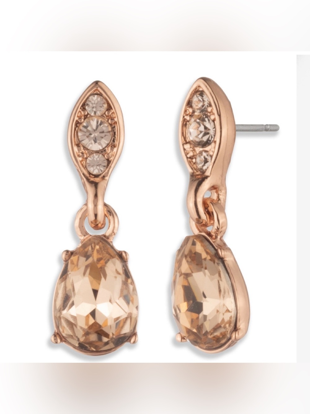 Givenchy Rose Gold Teardrop Crystal Drop Earrings